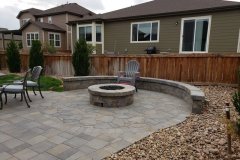Paver Patio with Seatwall & Fireplace